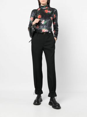 Aksamitna bluzka w kwiatki z nadrukiem Henrik Vibskov czarna