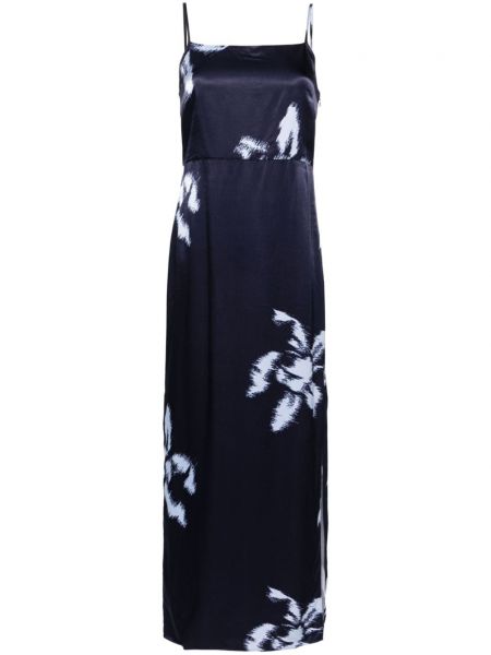 Sukienka midi w kwiatki z nadrukiem Samsoe Samsoe niebieska