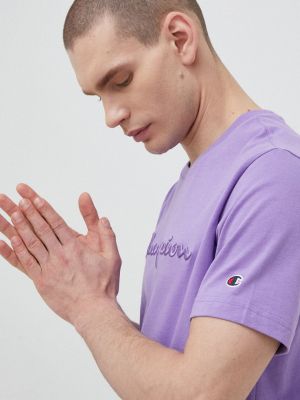 Памучна тениска с дълъг ръкав Champion виолетово