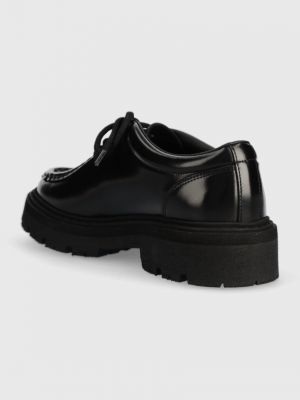 Pantofi oxford din piele cu platformă din dantelă Garment Project negru