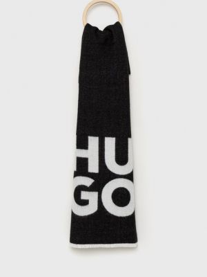 Шерстяной шарф Hugo черный