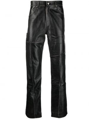Kožené rovné kalhoty Andersson Bell černé