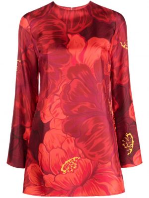 Obleka s cvetličnim vzorcem s potiskom La Doublej rdeča