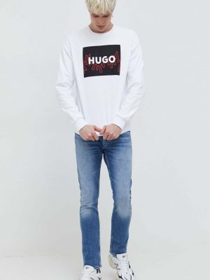 Bluza bawełniana z nadrukiem Hugo biała