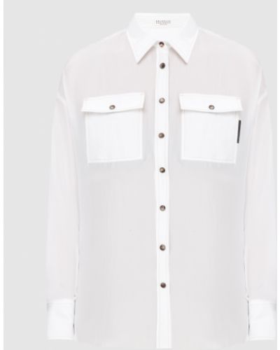 Шовкова блузка Brunello Cucinelli, біла