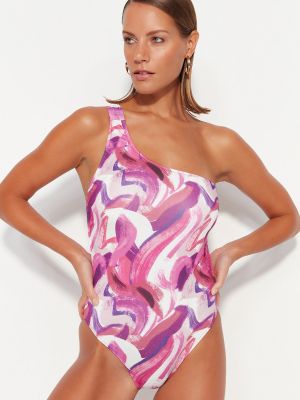 Bikini z abstraktnimi vzorci Trendyol roza