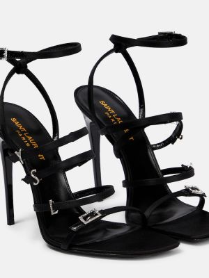 Sandali di raso di raso in crepe Saint Laurent nero