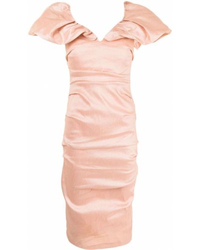 Vestido de cóctel drapeado Rachel Gilbert rosa