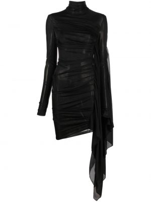 Dolga obleka z draperijo Mugler črna