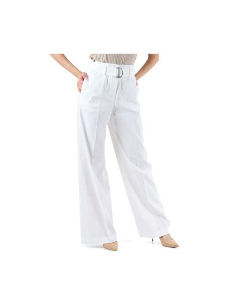 Pantalones de lino de viscosa Boss blanco