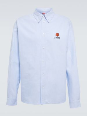Kvetinová bavlnená košeľa Kenzo modrá