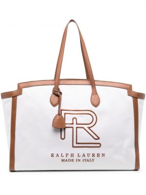 Borsa a spalla con stampa Ralph Lauren Collection bianco
