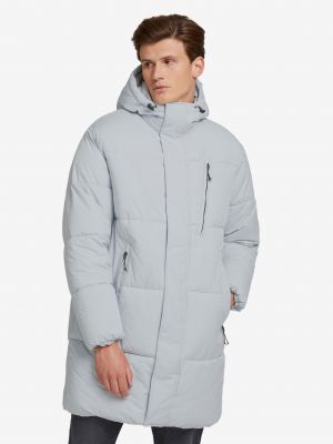 Dygsniuotas žieminis paltas su gobtuvu Tom Tailor pilka