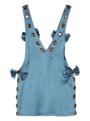 Křišťálové saténové koktejlové šaty Loulou modré
