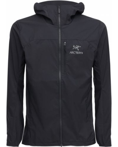 Нейлонова куртка з капюшоном Arcteryx, чорна