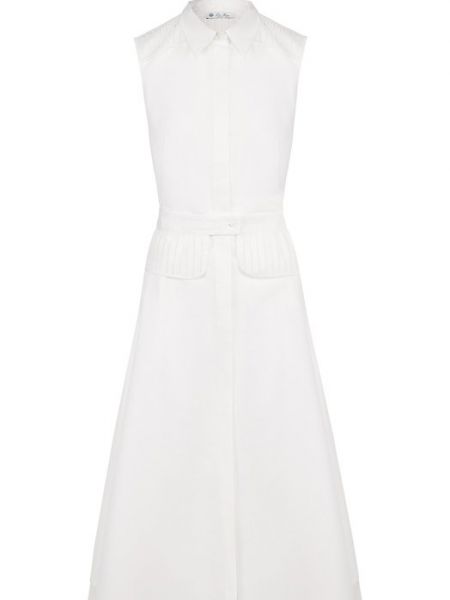 Хлопковое шелковое платье-рубашка Loro Piana белое