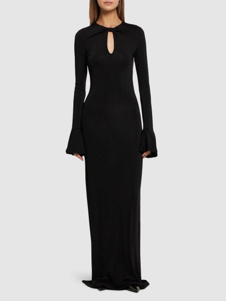Sukienka długa z dżerseju Nina Ricci czarna