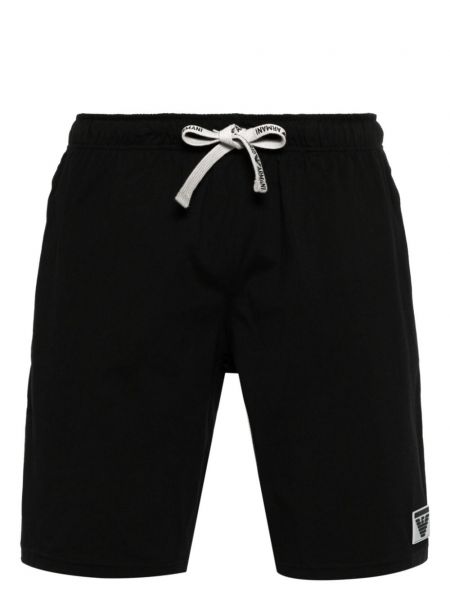 Shorts en coton avec applique Emporio Armani noir