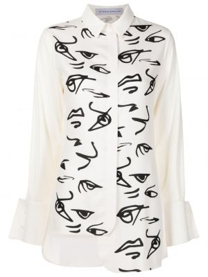 Asymetrická košeľa s potlačou s abstraktným vzorom Gloria Coelho biela