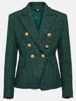 Tweed blazer Balmain grün