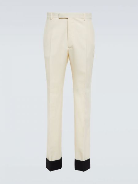 Pantalon droit en laine en mohair Gucci blanc
