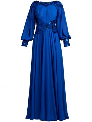 Plisované večerní šaty s flitry Tadashi Shoji modré