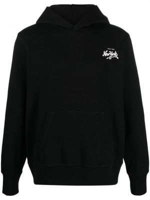 Pamučna hoodie s kapuljačom s printom Rag & Bone crna