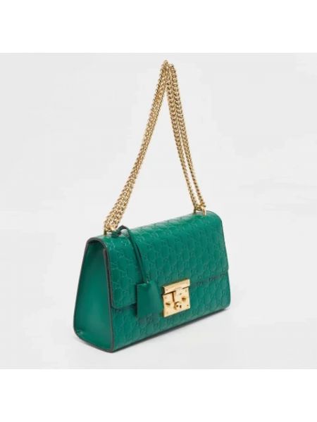 Bolsa de hombro de cuero Gucci Vintage verde