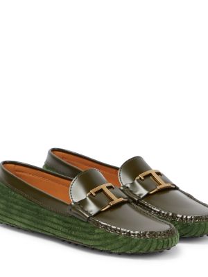 Pantofi loafer din piele de catifea Tod's verde