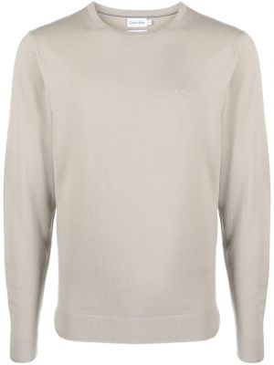 Вълнен пуловер Calvin Klein бежово
