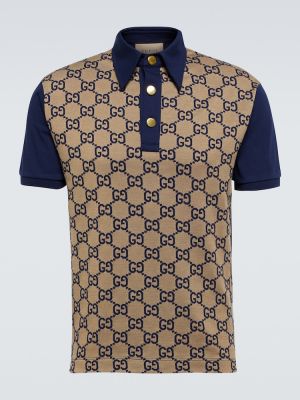 Памучна копринена поло тениска Gucci