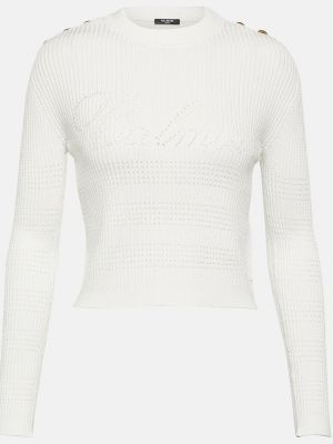 Плетен пуловер Balmain бяло