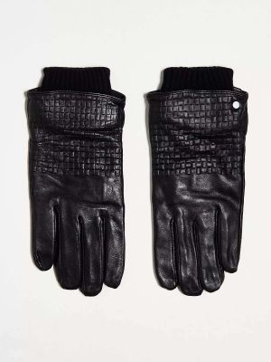 Кожаные перчатки River Island черные