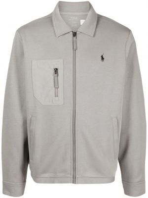 Kockovaná bavlnená košeľa na zips Polo Ralph Lauren hnedá
