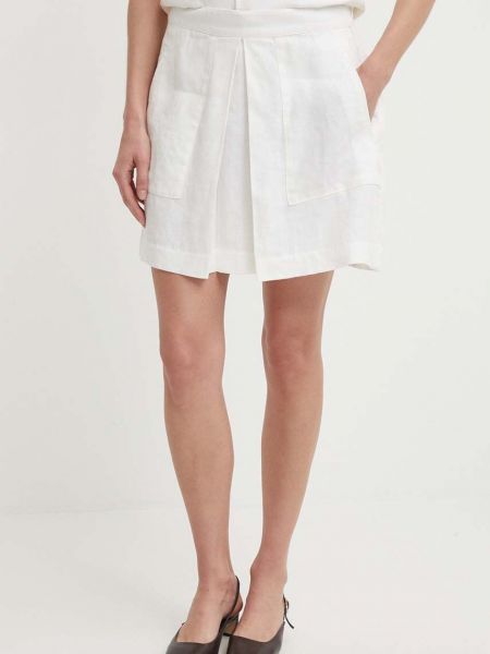 Lniana mini spódniczka Polo Ralph Lauren biała