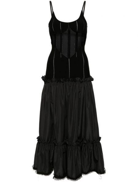 Pletené midi šaty Roberto Cavalli černé