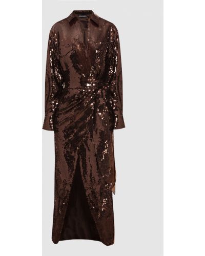 Длинное платье с пайетками David Koma коричневое