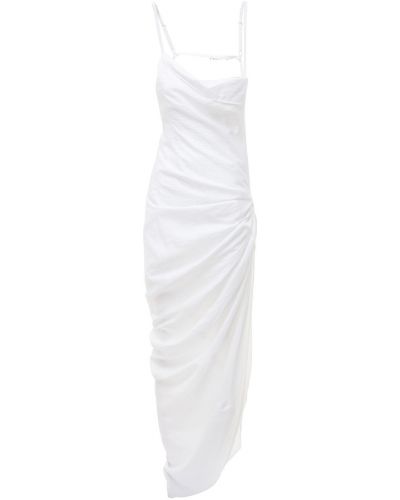 Sukienka długa z wiskozy Jacquemus biała