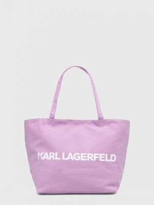 Pamučna torbica Karl Lagerfeld ljubičasta