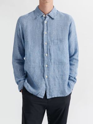 Camisa slim fit manga larga Loreak Mendian azul