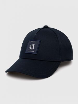 Памучна шапка с козирки с апликация Armani Exchange