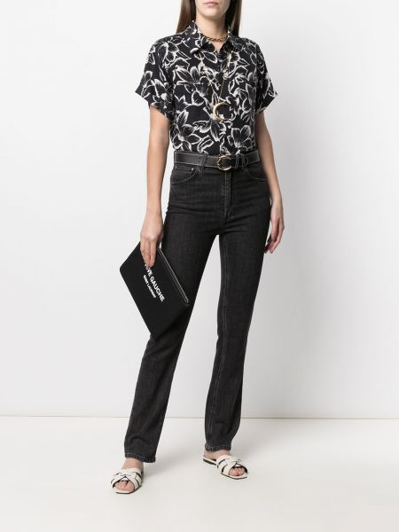 Camisa de flores con estampado Saint Laurent negro