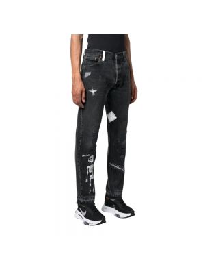 Czarne proste jeansy z naszywkami Gallery Dept.