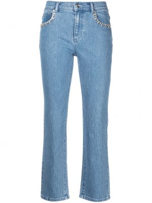 Bavlněné skinny džíny s páskem Milly - modrá