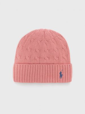 Памучна шапка Polo Ralph Lauren розово