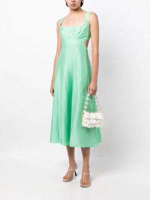 Lniana satynowa sukienka midi Acler zielona