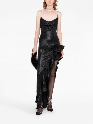 Sukienka midi z falbankami asymetryczna Alessandra Rich czarna