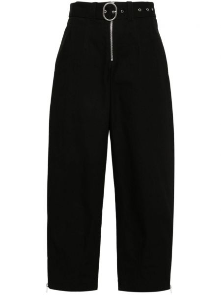Βαμβακερό παντελόνι με ίσιο πόδι Jil Sander μαύρο