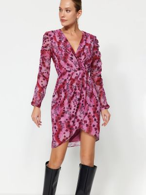 Pletena mini haljina s cvjetnim printom Trendyol