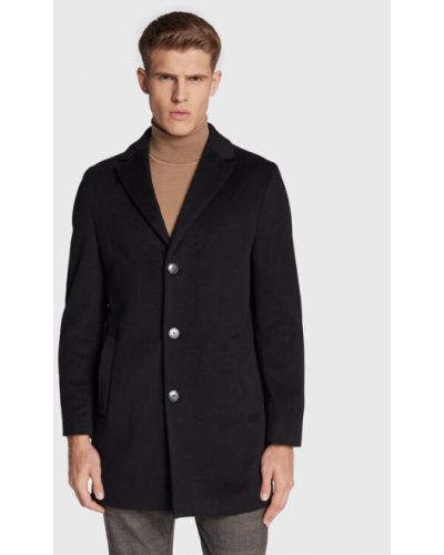 Manteau en laine slim Roy Robson noir